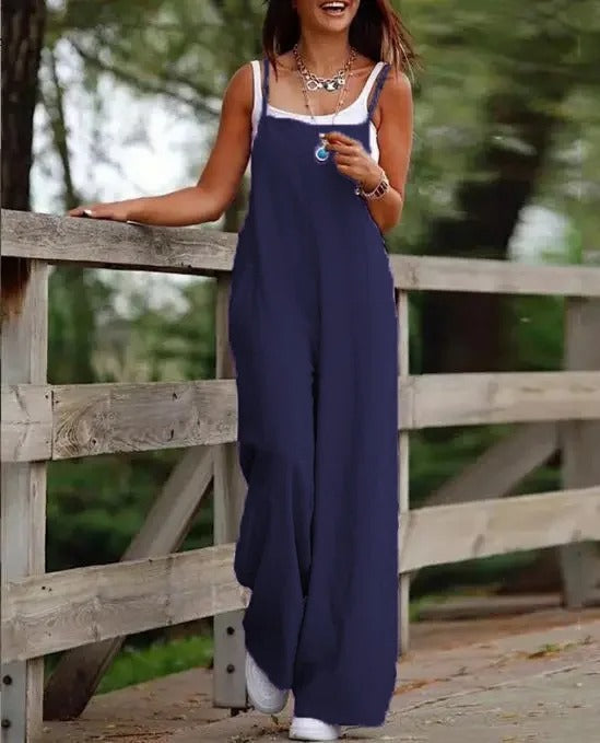Alba | Jumpsuit de Pierna Ancha sin Mangas con Peto