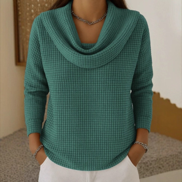 Alba | Suéter Tejido Waffle Cuello Cascada