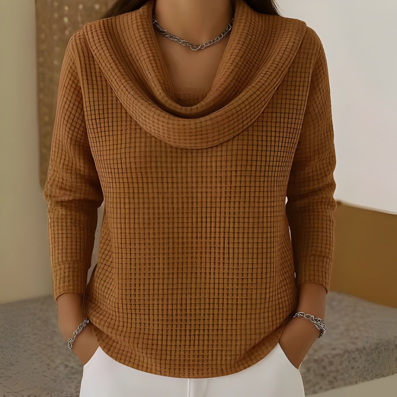 Alba | Suéter Tejido Waffle Cuello Cascada