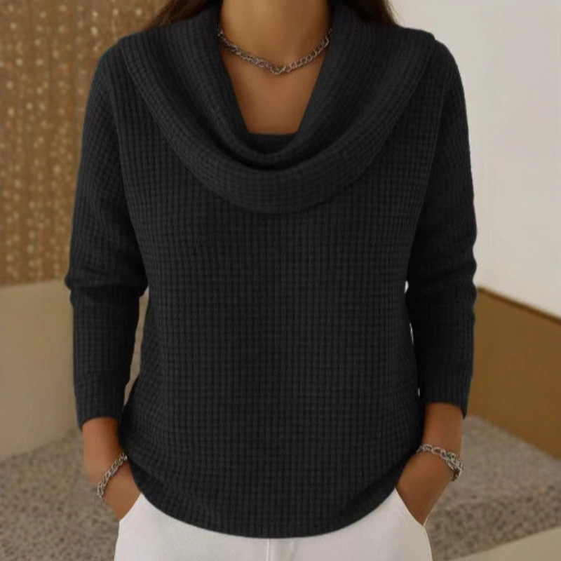Alba | Suéter Tejido Waffle Cuello Cascada