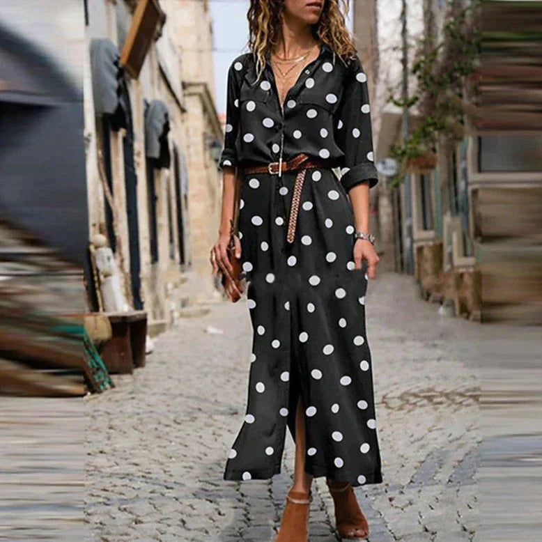 Alejandra | Jumpsuit de Lunares Pierna Ancha con Cinturón