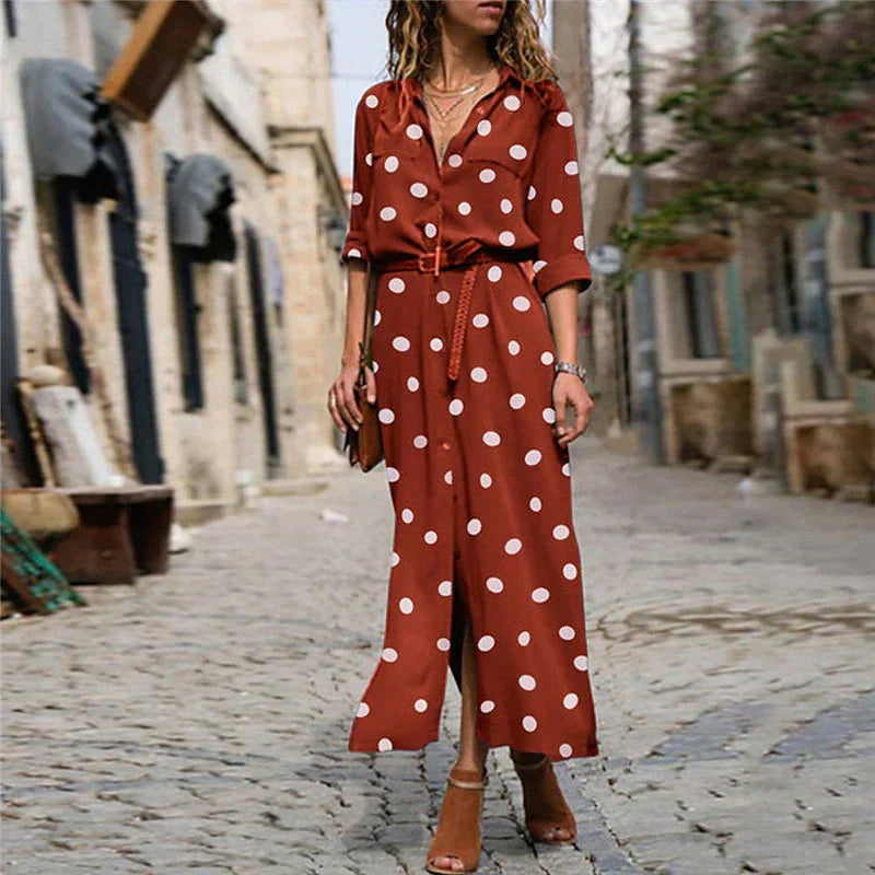 Alejandra | Jumpsuit de Lunares Pierna Ancha con Cinturón