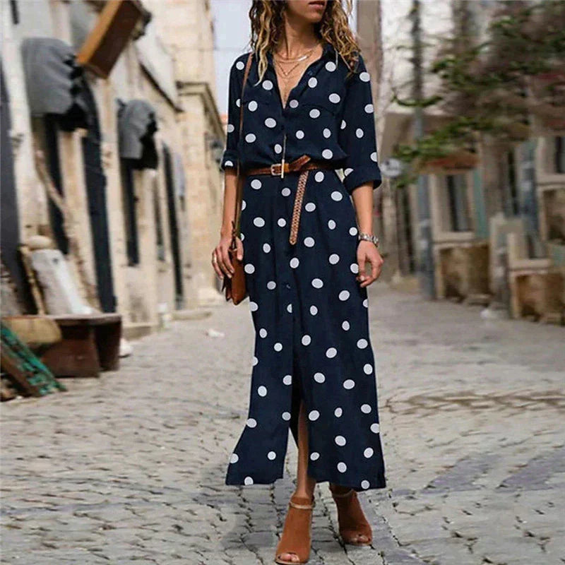 Alejandra | Jumpsuit de Lunares Pierna Ancha con Cinturón