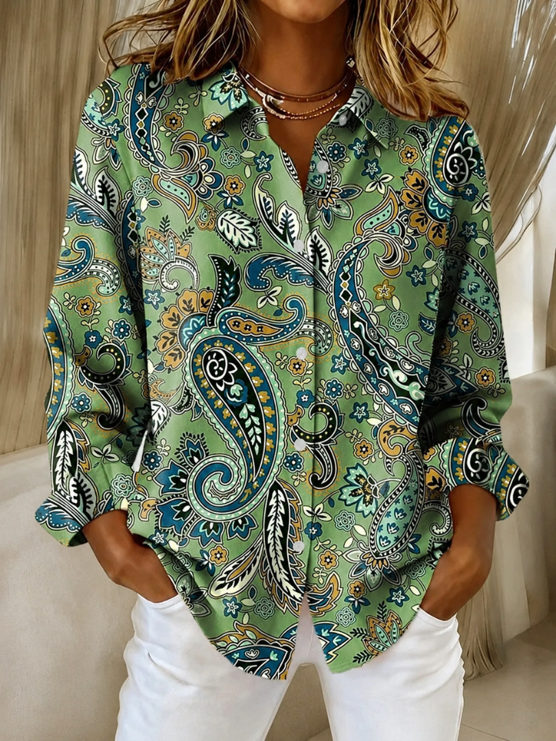 Alejandra | Blusa de Botones con Estampado Paisley
