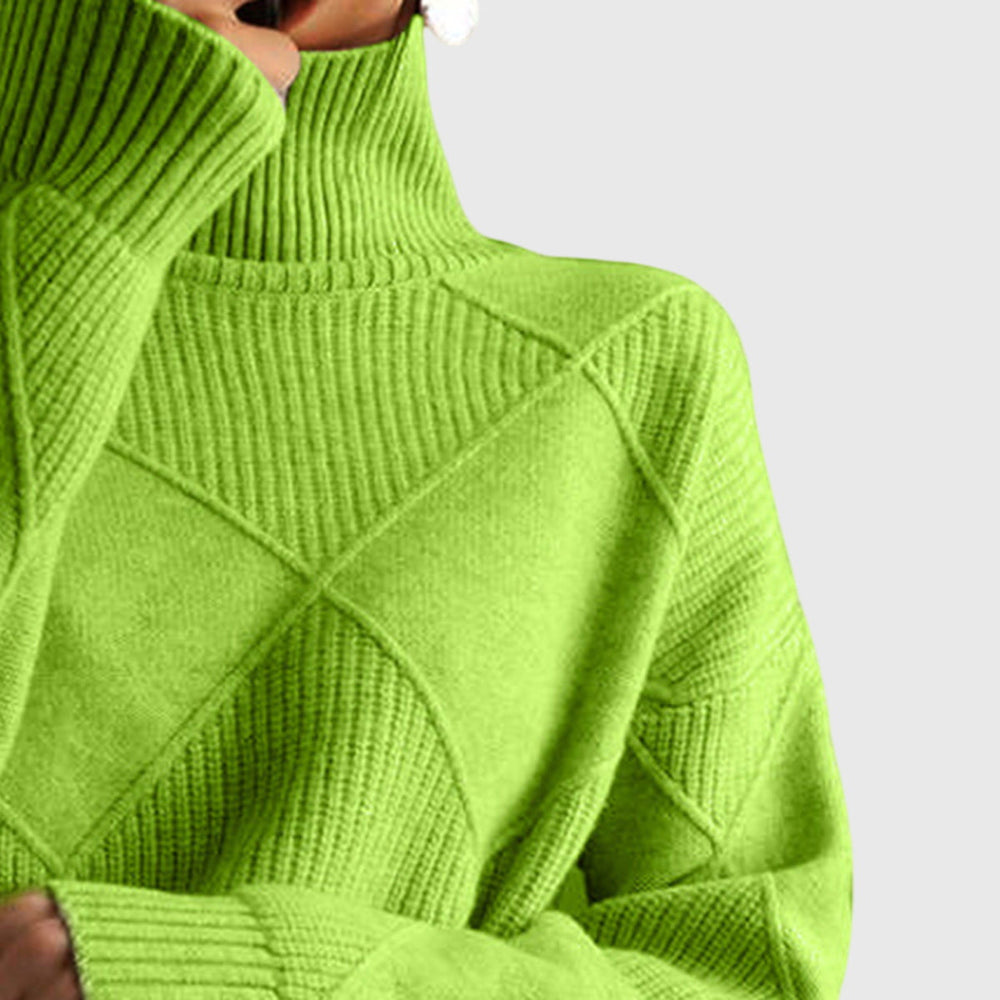 Marcela | Suéter de Cuello de Tortuga con Rombos en Relieve