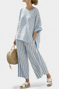 Camila | Conjunto de Top y Pantalón Ancho a Rayas