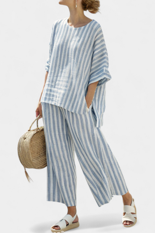 Camila | Conjunto de Top y Pantalón Ancho a Rayas