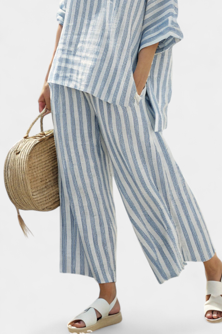 Camila | Conjunto de Top y Pantalón Ancho a Rayas