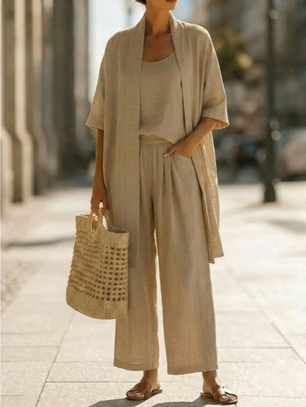 Camila | Conjunto de Tres Piezas con Pantalón Ancho