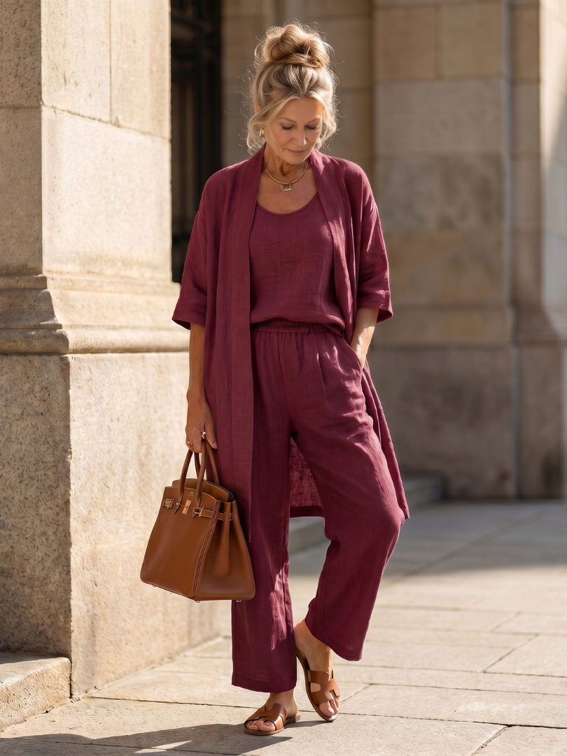 Camila | Conjunto de Tres Piezas con Pantalón Ancho