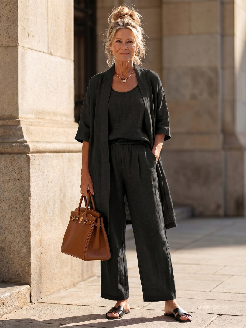 Camila | Conjunto de Tres Piezas con Pantalón Ancho