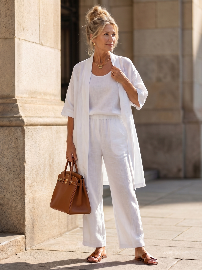 Camila | Conjunto de Tres Piezas con Pantalón Ancho