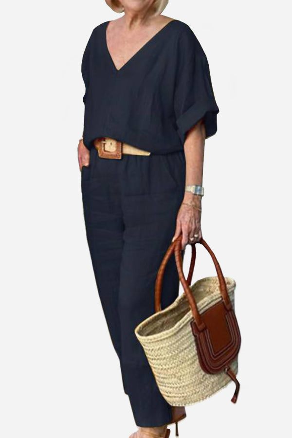 Camila | Conjunto Dos Piezas con Blusa Cuello en V