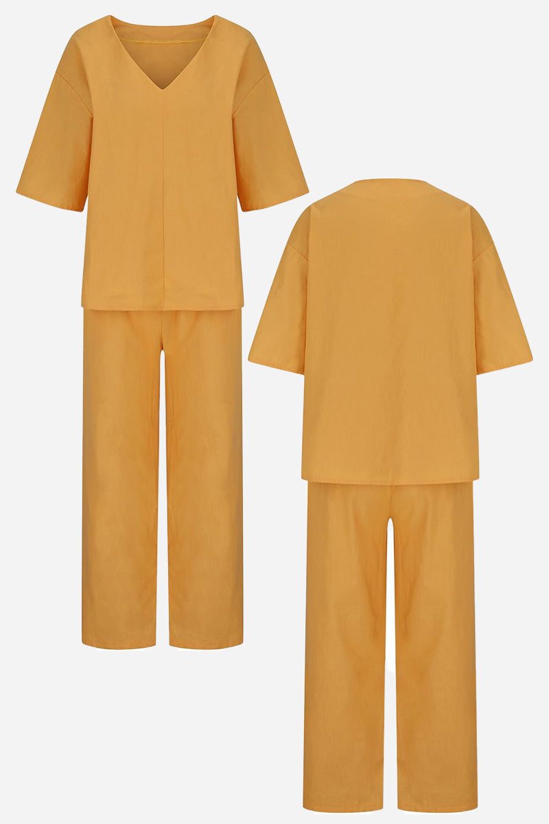 Camila | Conjunto Dos Piezas con Blusa Cuello en V