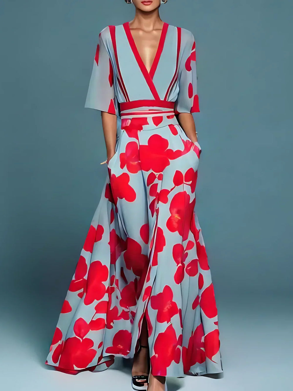 Catalina | Vestido Largo Floral Escote en V