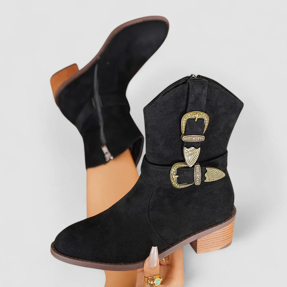Catalina | Botines con Doble Hebilla Grabada
