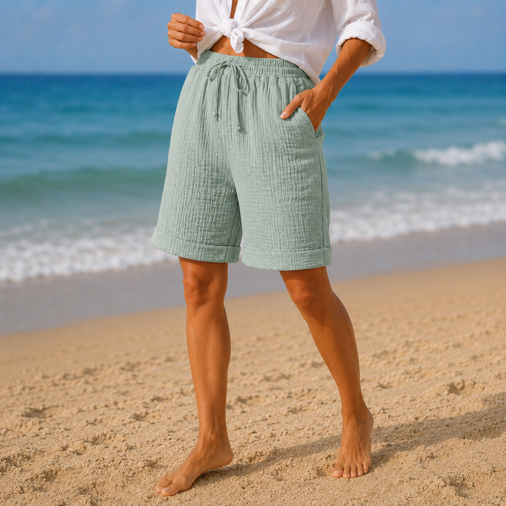 Elena | Bermudas con Cintura de Cordón y Bolsas