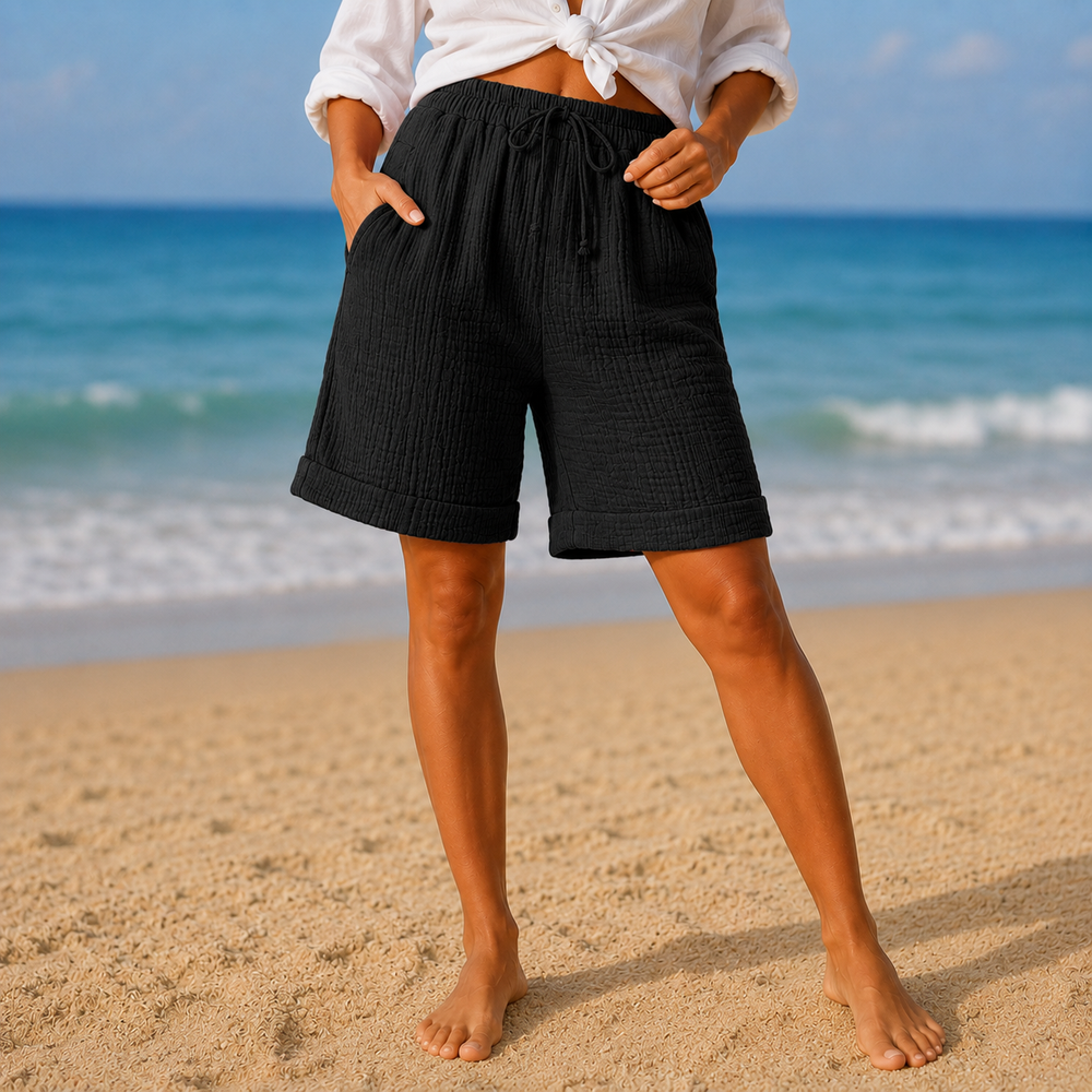 Elena | Bermudas con Cintura de Cordón y Bolsas