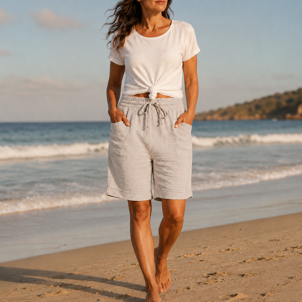 Elena | Bermudas con Cintura de Cordón y Bolsas