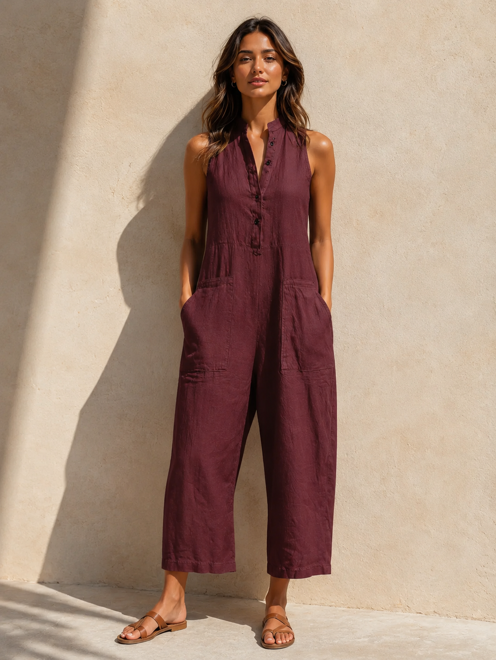 Elena | Jumpsuit Sin Mangas Pierna Ancha