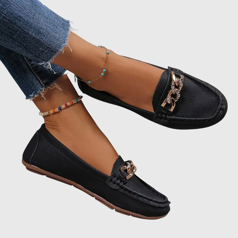 Elena | Mocasines Punta Redonda con Cadena