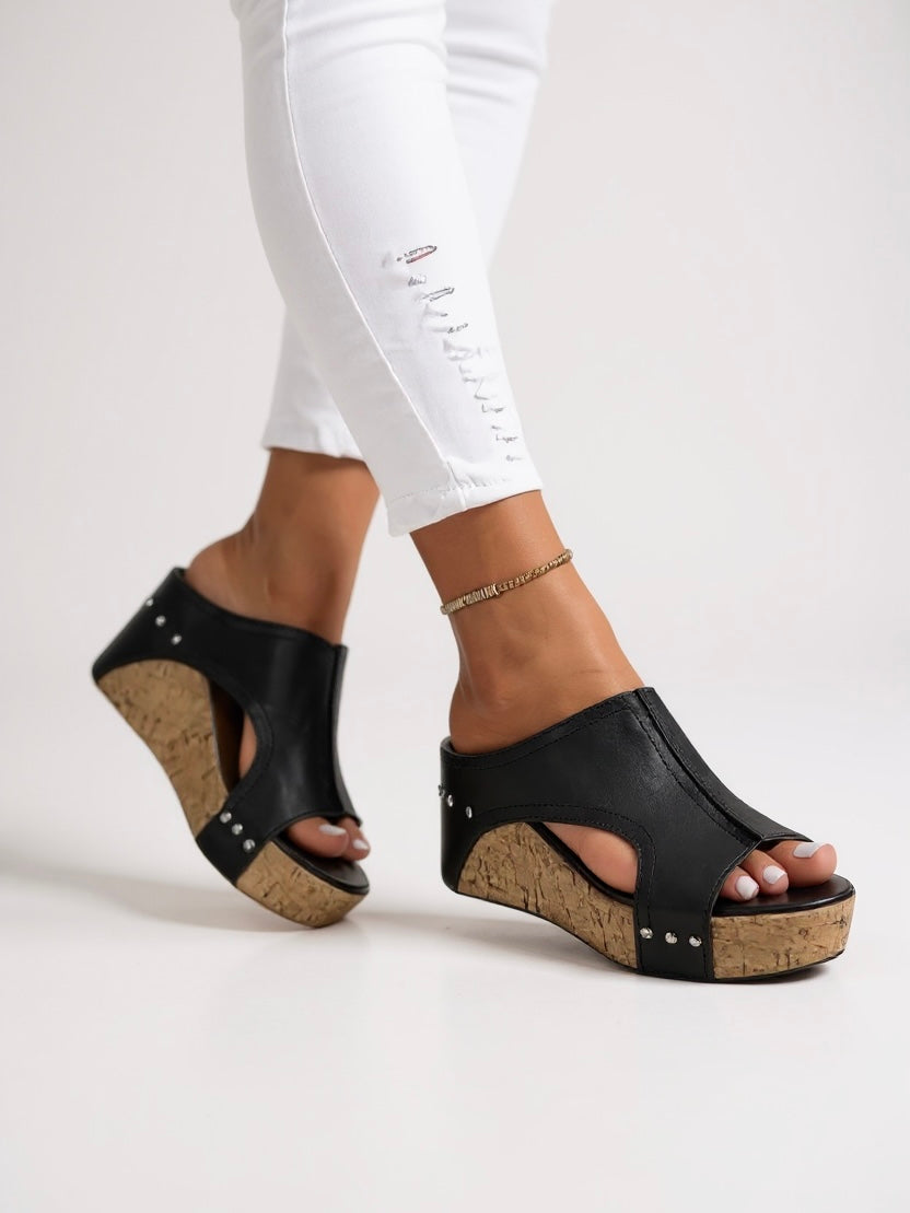 Elena | Sandalias de Tacón de Cuña Abiertas