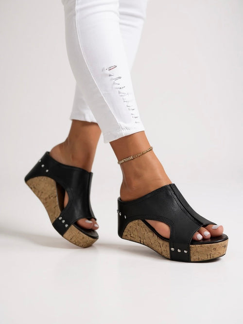 Elena | Sandalias de Tacón de Cuña Abiertas