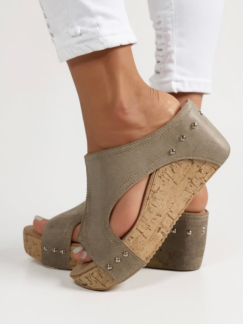 Elena | Sandalias de Tacón de Cuña Abiertas