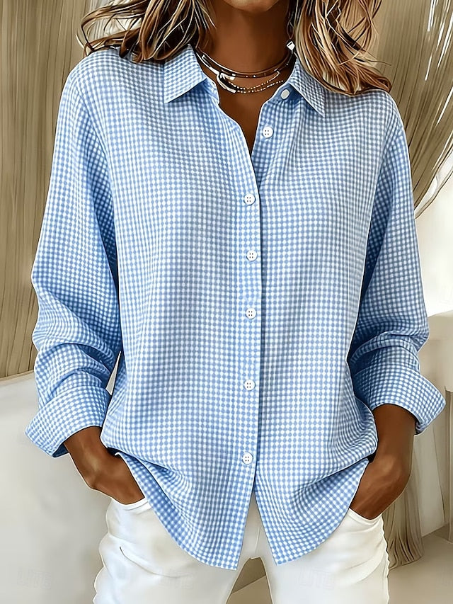 Ximena | Blusa de Cuadros Pequeños con Botones
