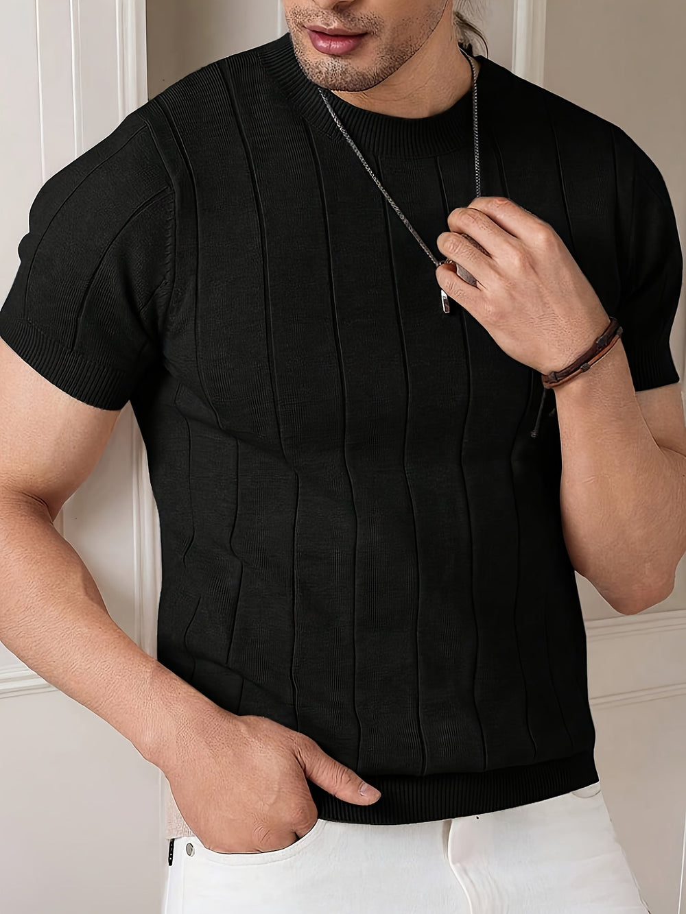 Gael | Playera Texturizada Manga Corta Cuello Redondo