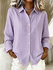 Andrea | Blusa de Rayas Finas con Botones al Frente