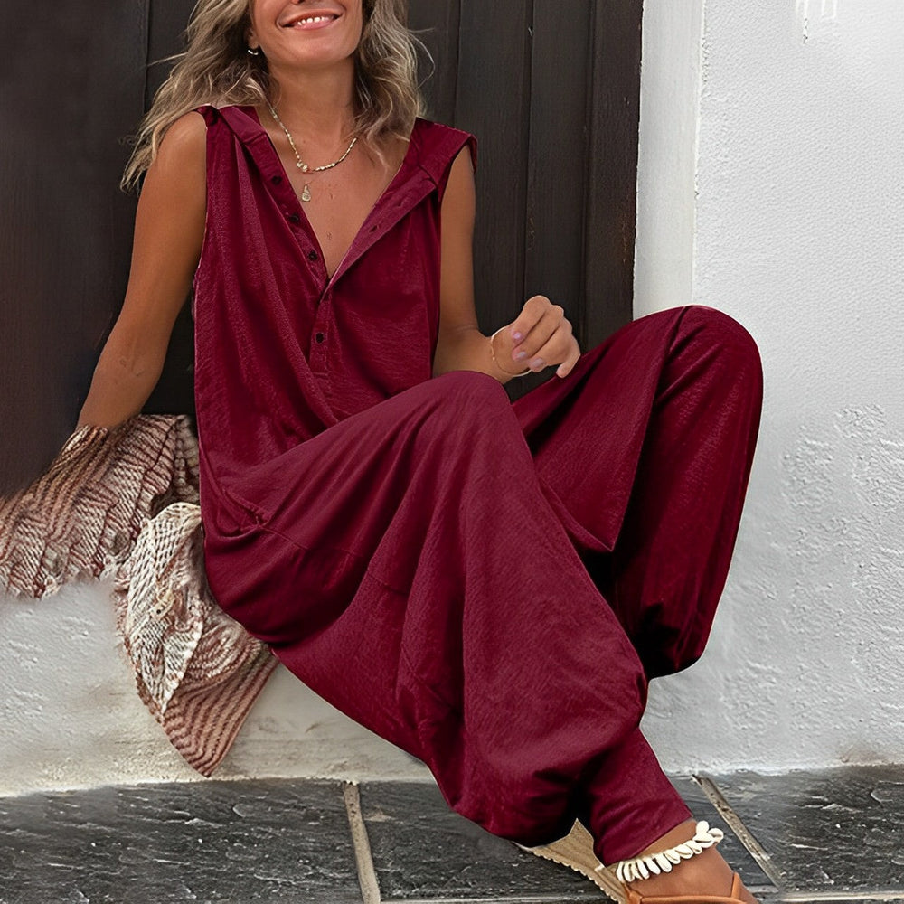 Itzel | Jumpsuit sin Mangas con Botones y Bolsillos