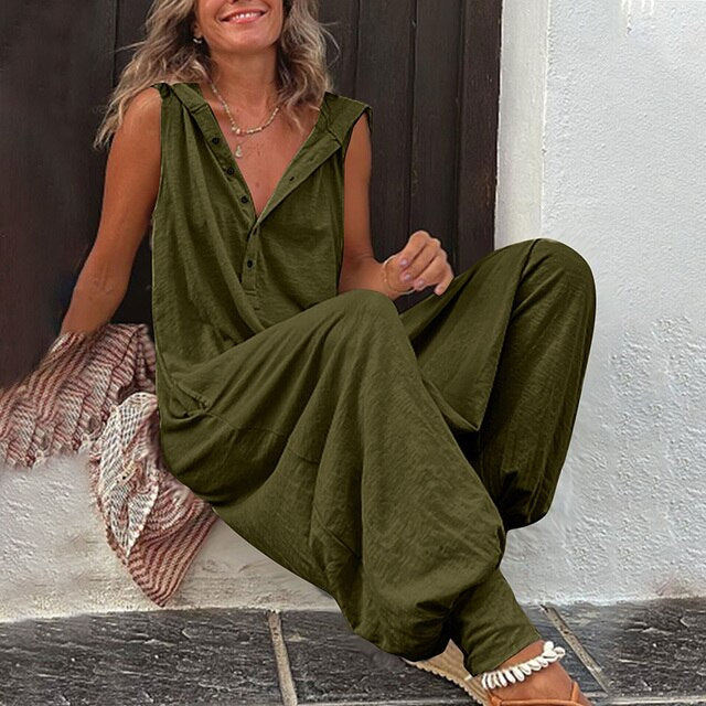 Itzel | Jumpsuit sin Mangas con Botones y Bolsillos
