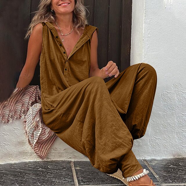 Itzel | Jumpsuit sin Mangas con Botones y Bolsillos