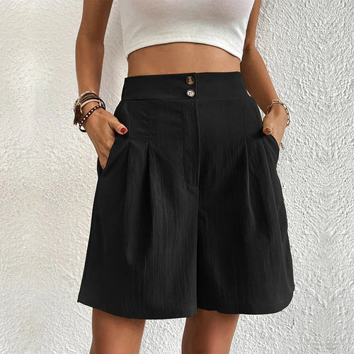 Itzel | Short de Talle Alto Pierna Ancha Plisado