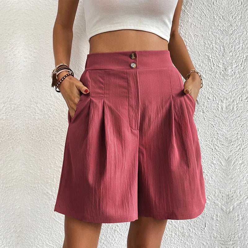 Itzel | Short de Talle Alto Pierna Ancha Plisado