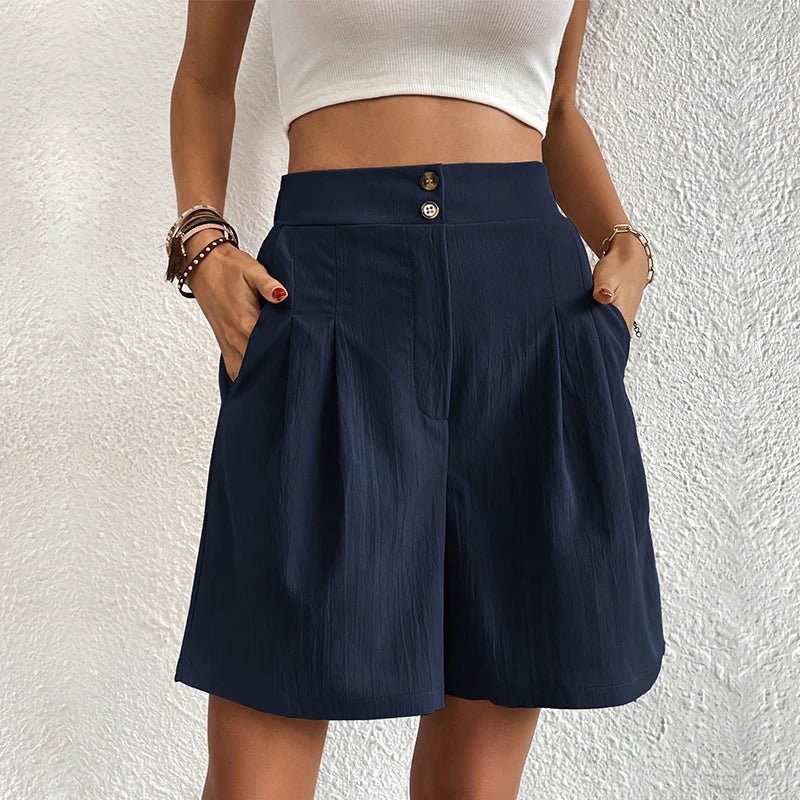 Itzel | Short de Talle Alto Pierna Ancha Plisado
