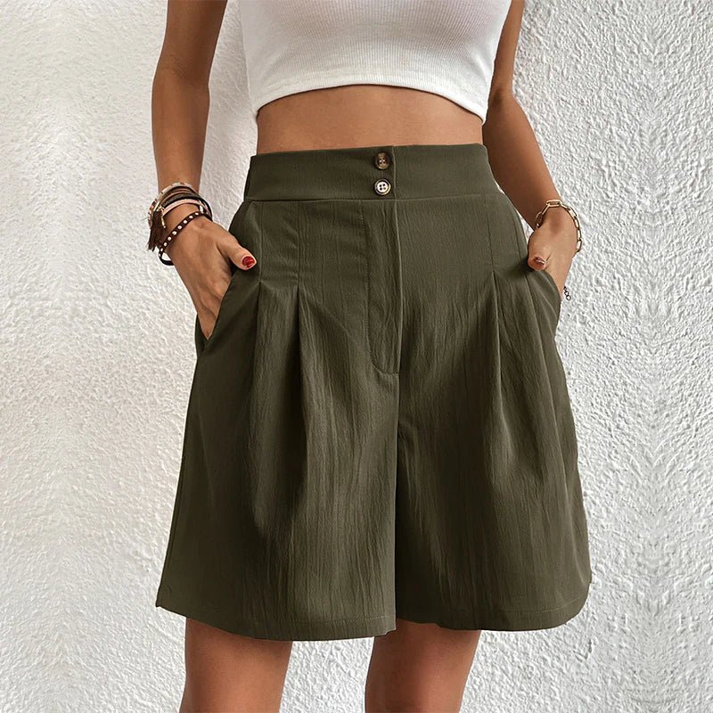 Itzel | Short de Talle Alto Pierna Ancha Plisado