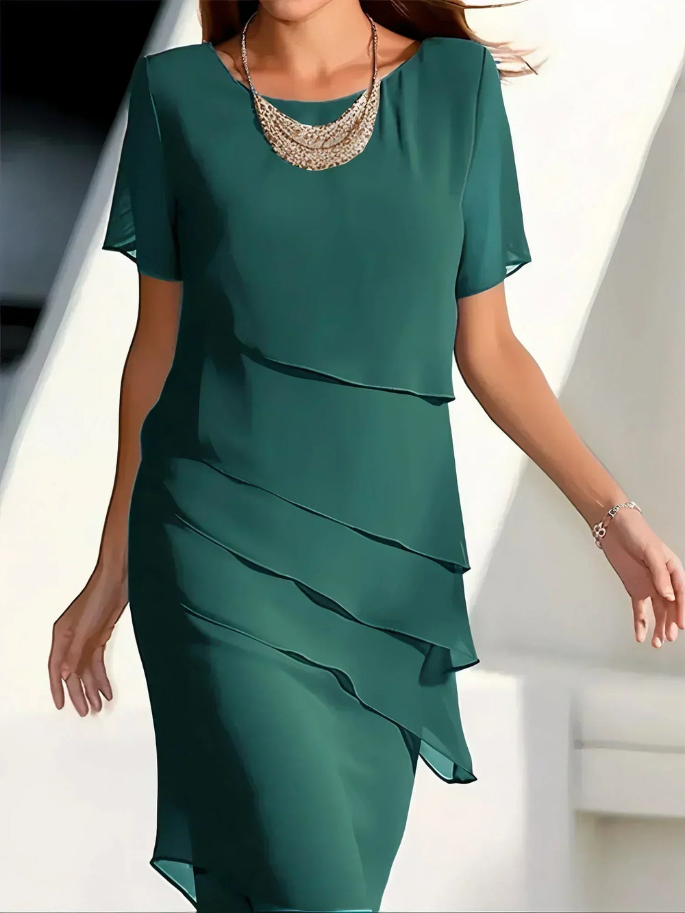 Lucía | Vestido Elegante de Capas Fluidas