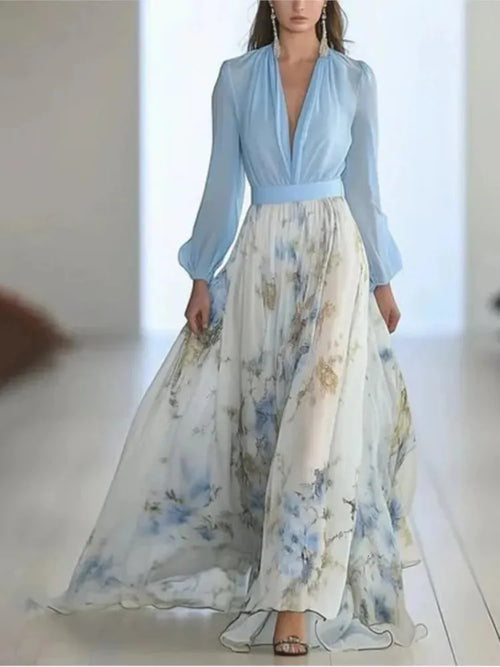 Lucía | Vestido Largo Floral con Escote en V