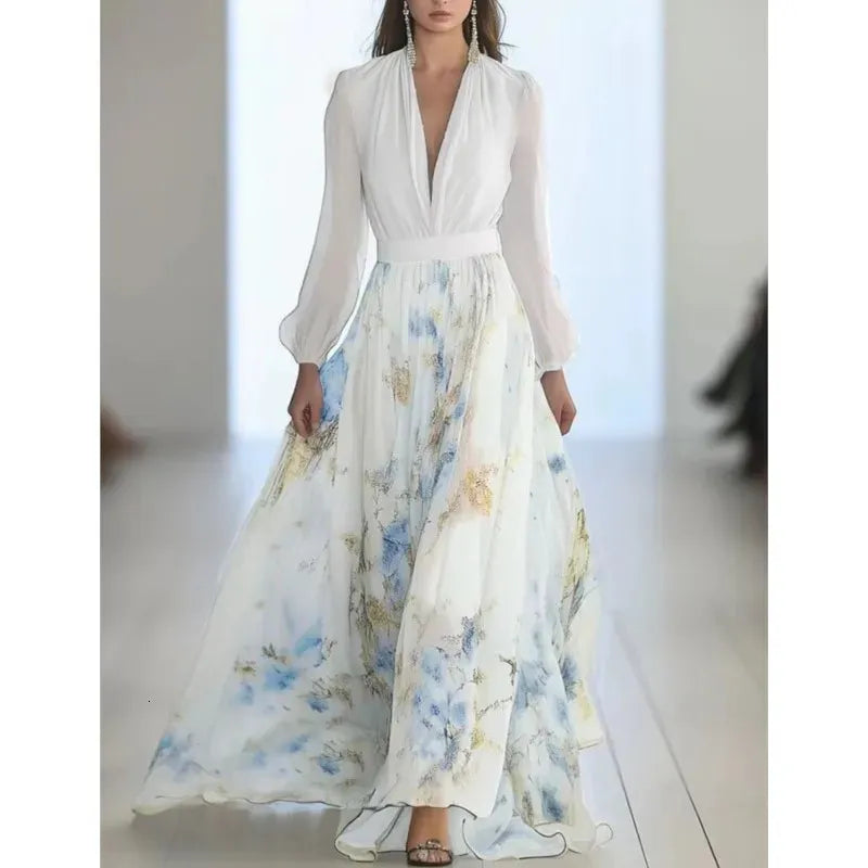 Lucía | Vestido Largo Floral con Escote en V