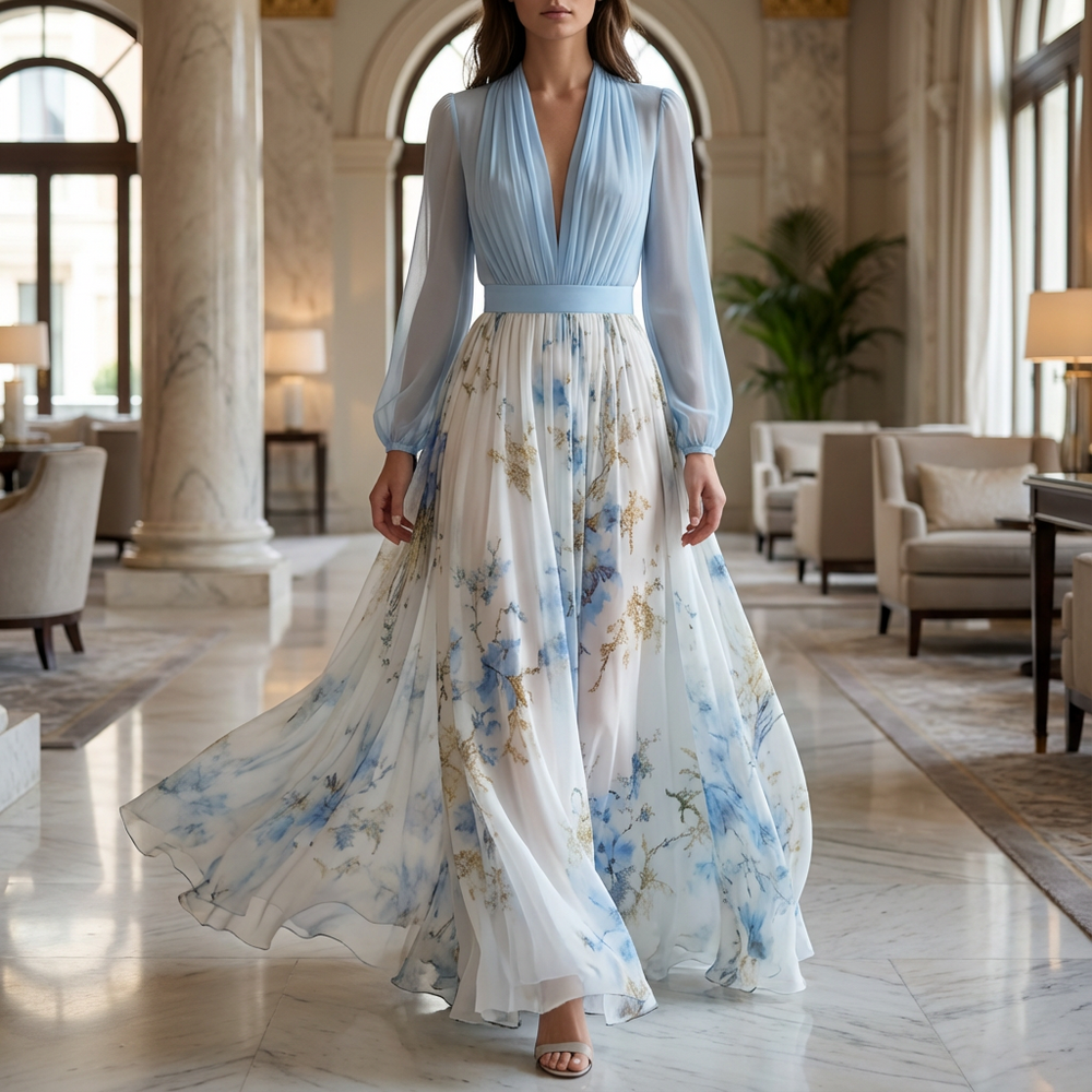 Lucía | Vestido Largo Floral con Escote en V