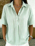 Marisol | Blusa de Rayas con Cuello y Manga Corta