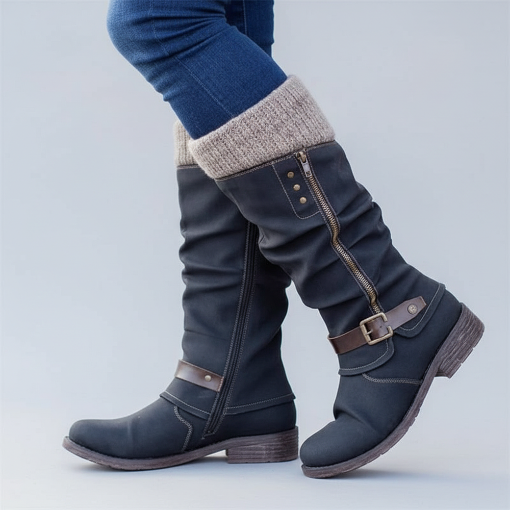 Andrea | Botas con Puño Tejido y Hebillas