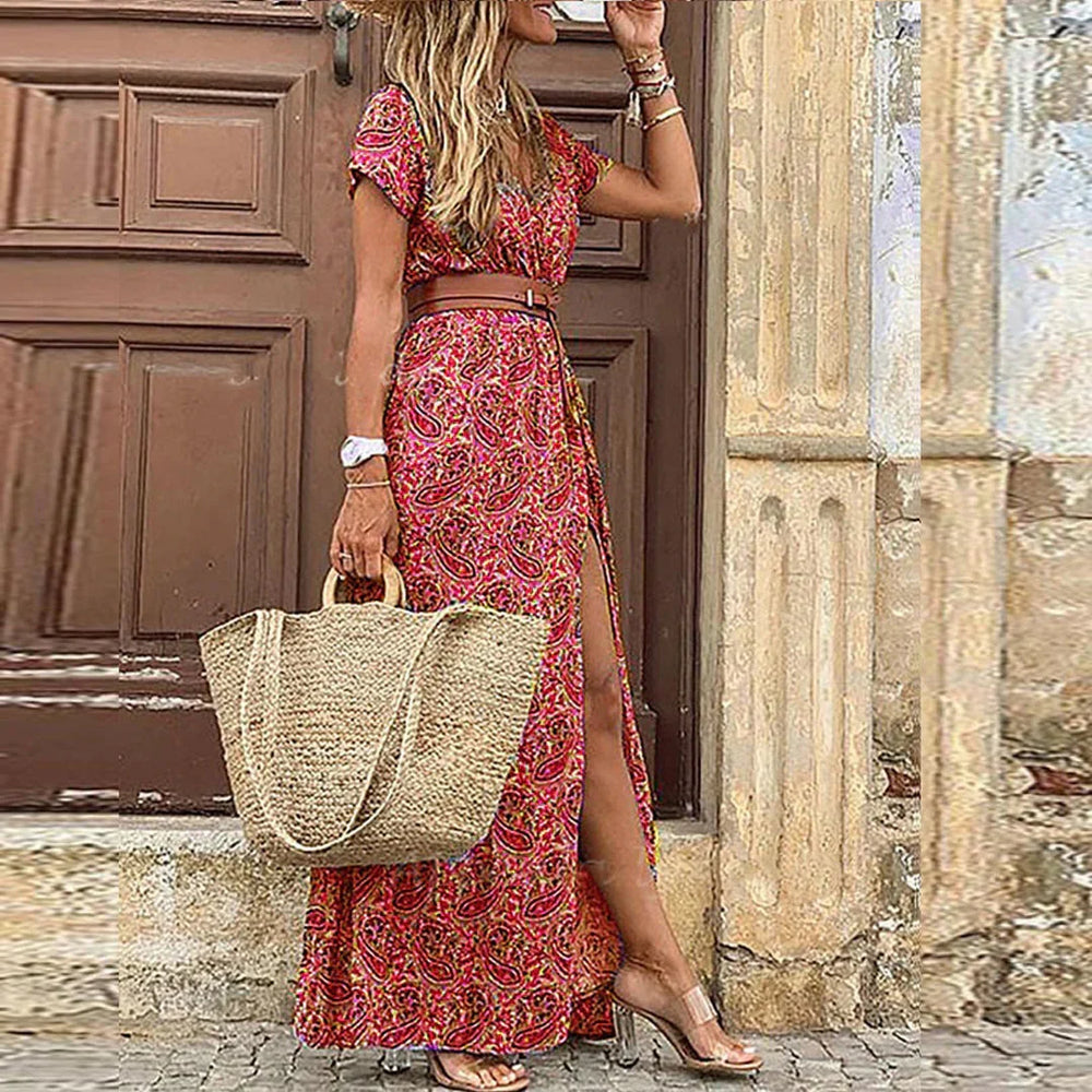 Paloma | Vestido Largo Boho con Cinturón a Juego