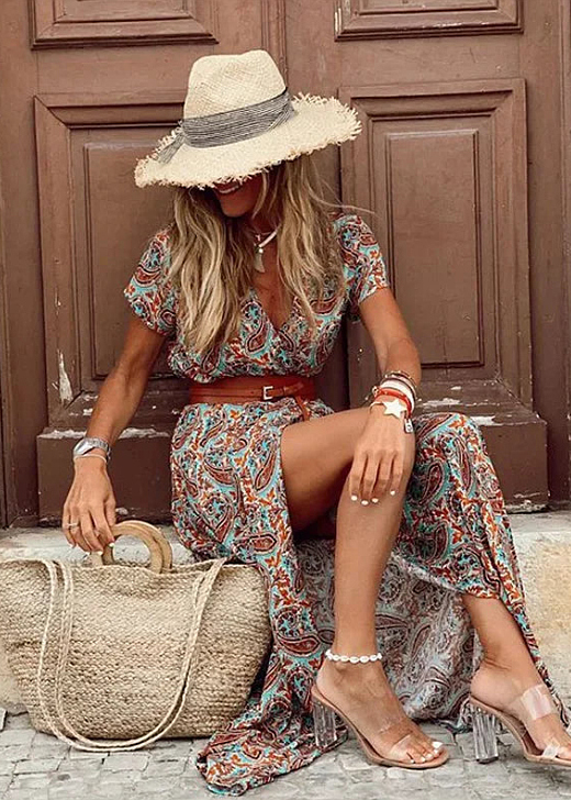 Paloma | Vestido Largo Boho con Cinturón a Juego