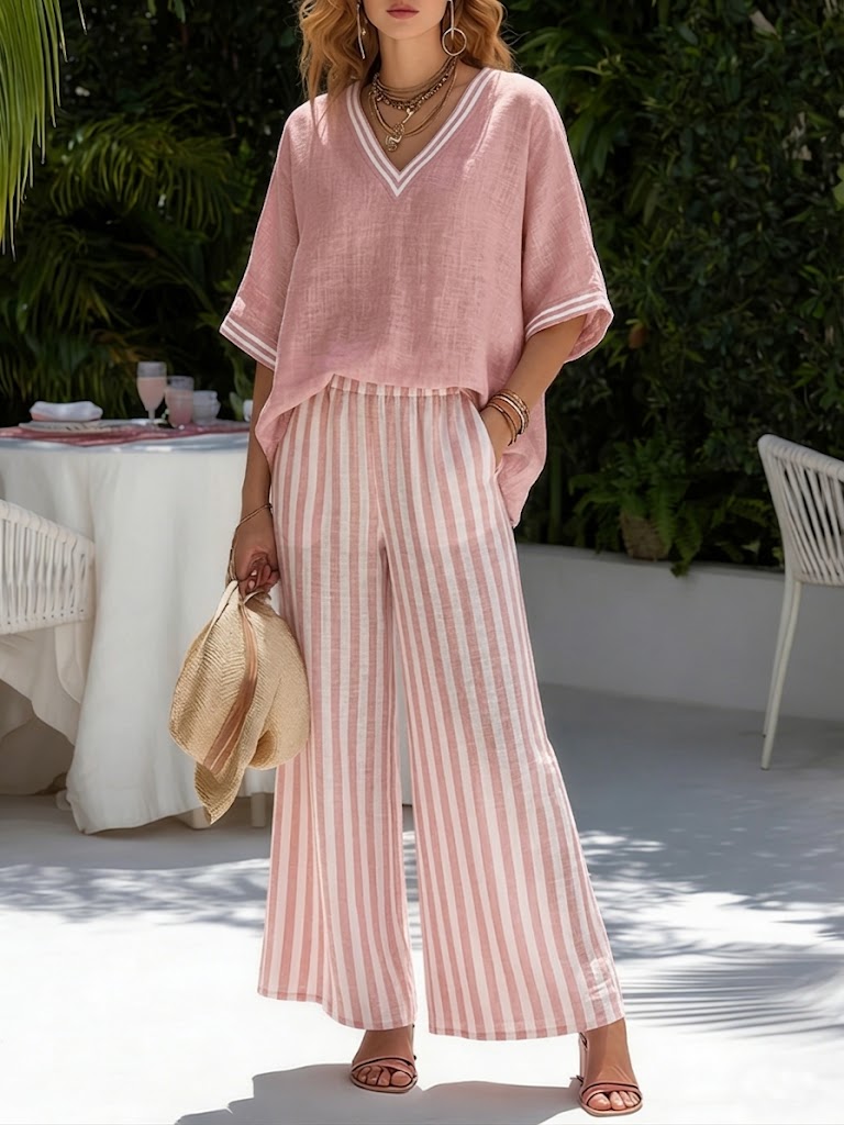 Renata | Conjunto Rayas Top y Pantalón Ancho