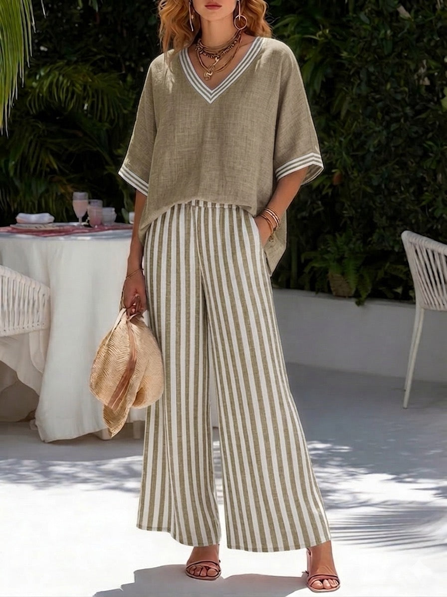 Renata | Conjunto Rayas Top y Pantalón Ancho