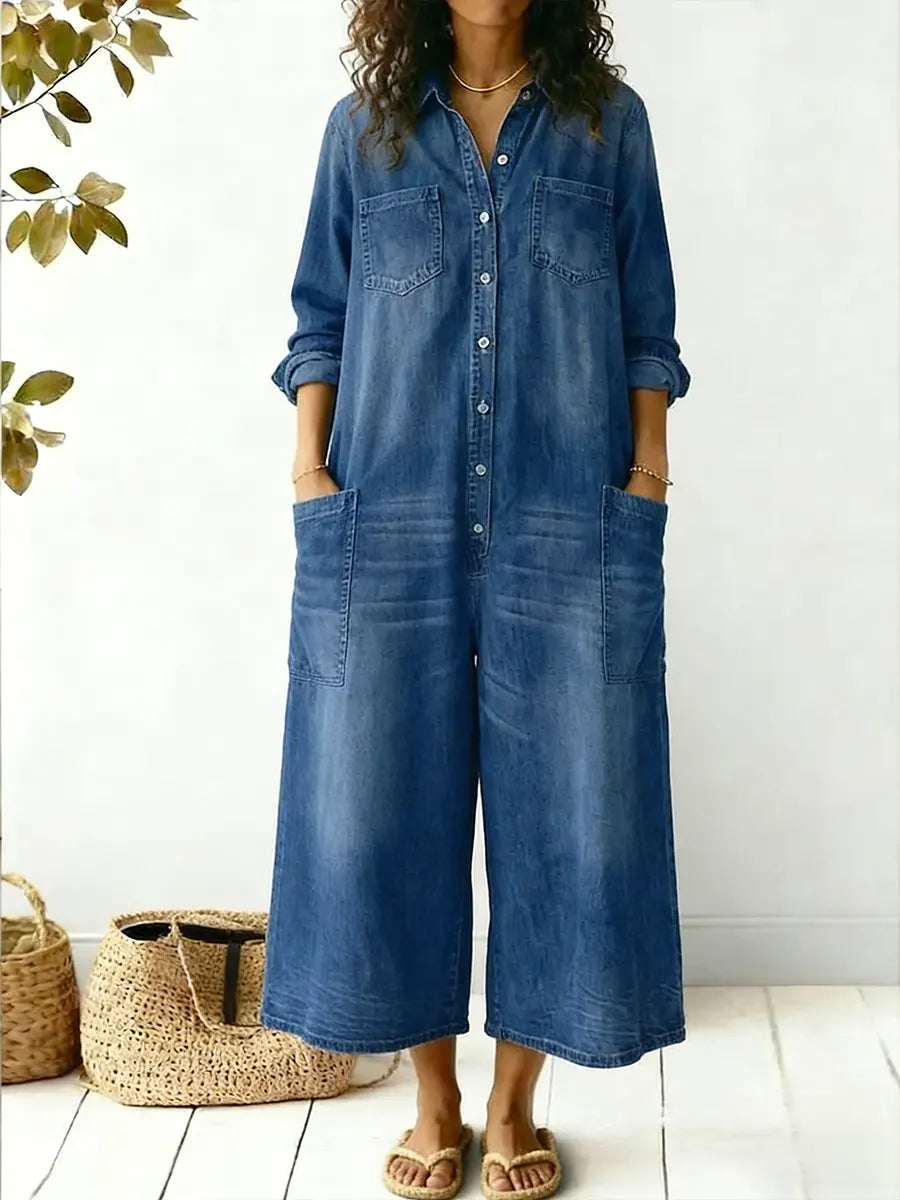 Renata | Jumpsuit de Mezclilla con Pierna Ancha