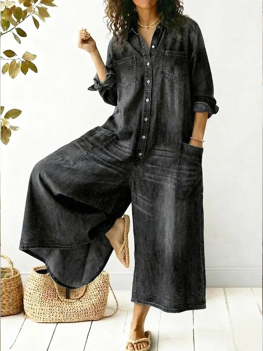 Renata | Jumpsuit de Mezclilla con Pierna Ancha